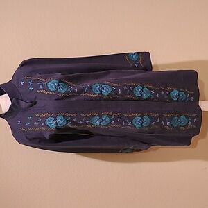 Sundance Navy Blue Embroidered Coat